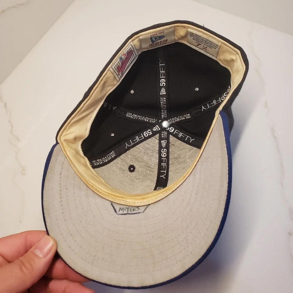 VINTAGE New York Mets Hat Cap Fitted Mens 7 1/4 Black Dome Baseball Wool Adult *